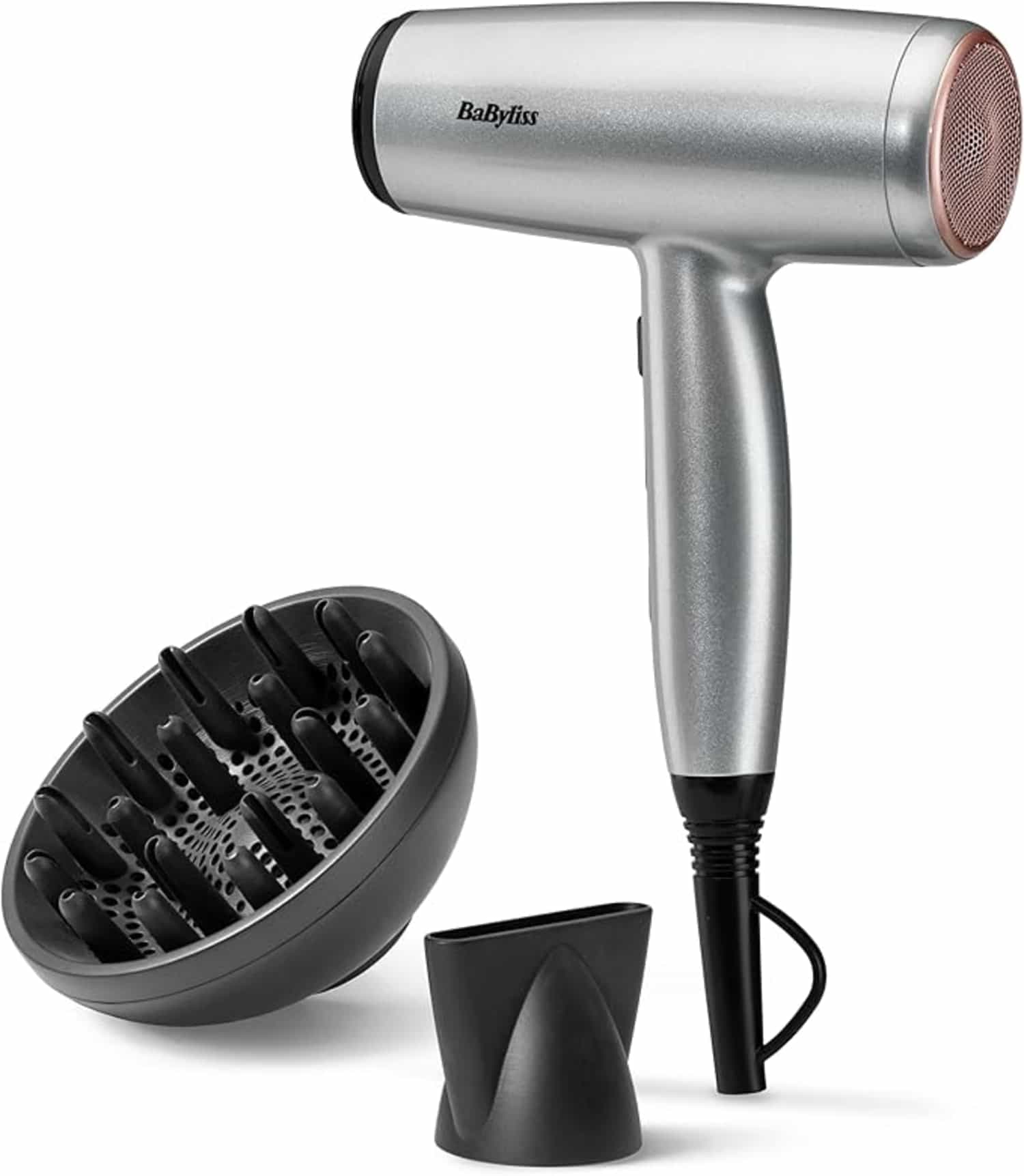 BaByliss Cosmos Föhn: Lichtgewicht, 2100W, ionische anti-pluis, 3 warmte-instellingen, 2 snelheden, zilver (D580DE)