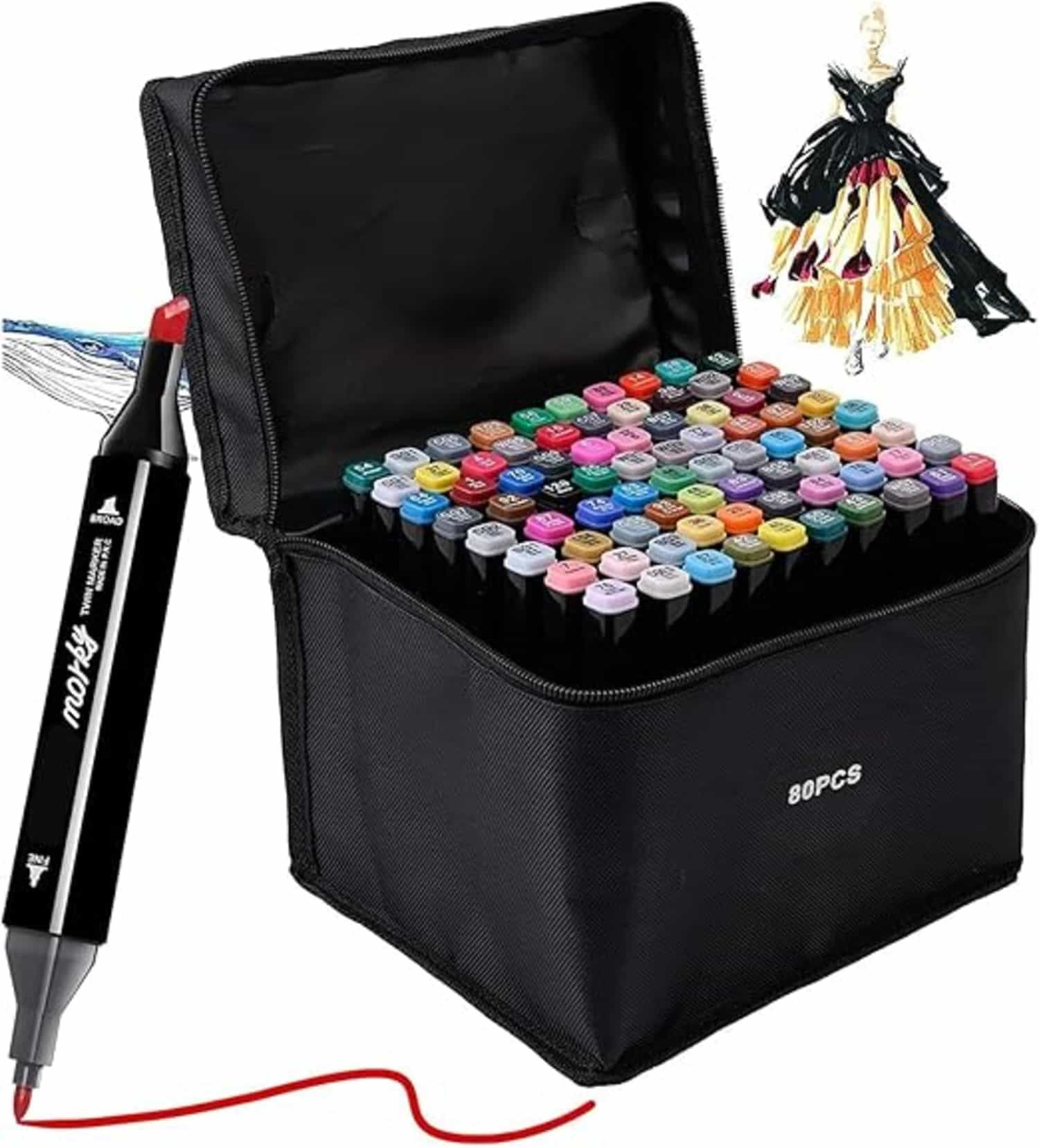 80-kleuren alcoholmarkerset met dubbele tips voor tekenen en schetsen